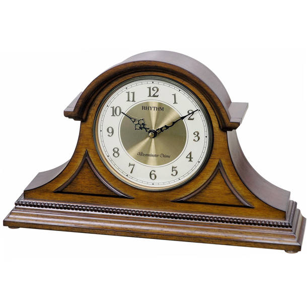 Charlton Home® Traditional Analog Oak Solid Wood Quartz Movement